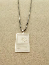 Load image into Gallery viewer, Silver Black Lotus MTG card pendant and chain front
