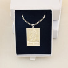 Load image into Gallery viewer, Silver Black Luster Soldier pendant in presentation box