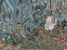 Load image into Gallery viewer, Van Gogh Irises woven tapestry blanket floral artwork and texture close-up 1