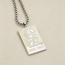 Load image into Gallery viewer, Silver Black Luster Soldier pendant and chain close-up
