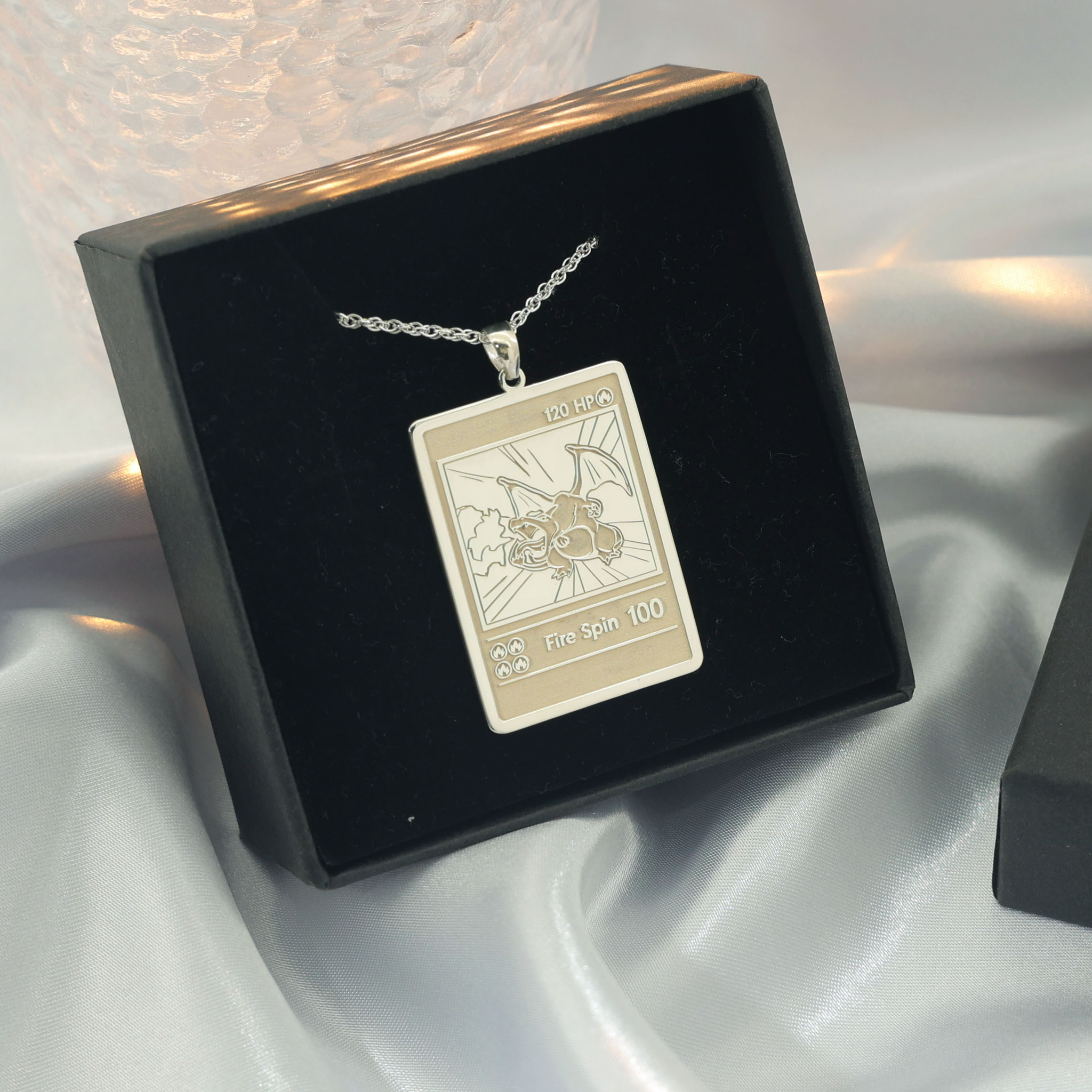 Silver/ Gold Charizard Pokemon Pendant & Chain – Eyes of Akuma