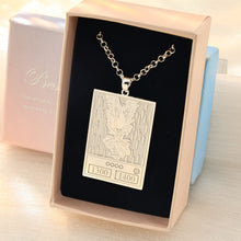 Load image into Gallery viewer, Silver Harpie Lady pendant and chain in presentation box

