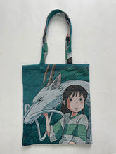 Load image into Gallery viewer, Spirited Away woven tote bag featuring Chihiro and Haku
