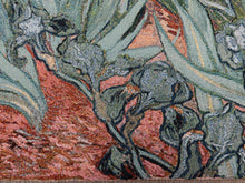 Load image into Gallery viewer, Van Gogh Irises woven tapestry blanket floral artwork and texture close-up 3
