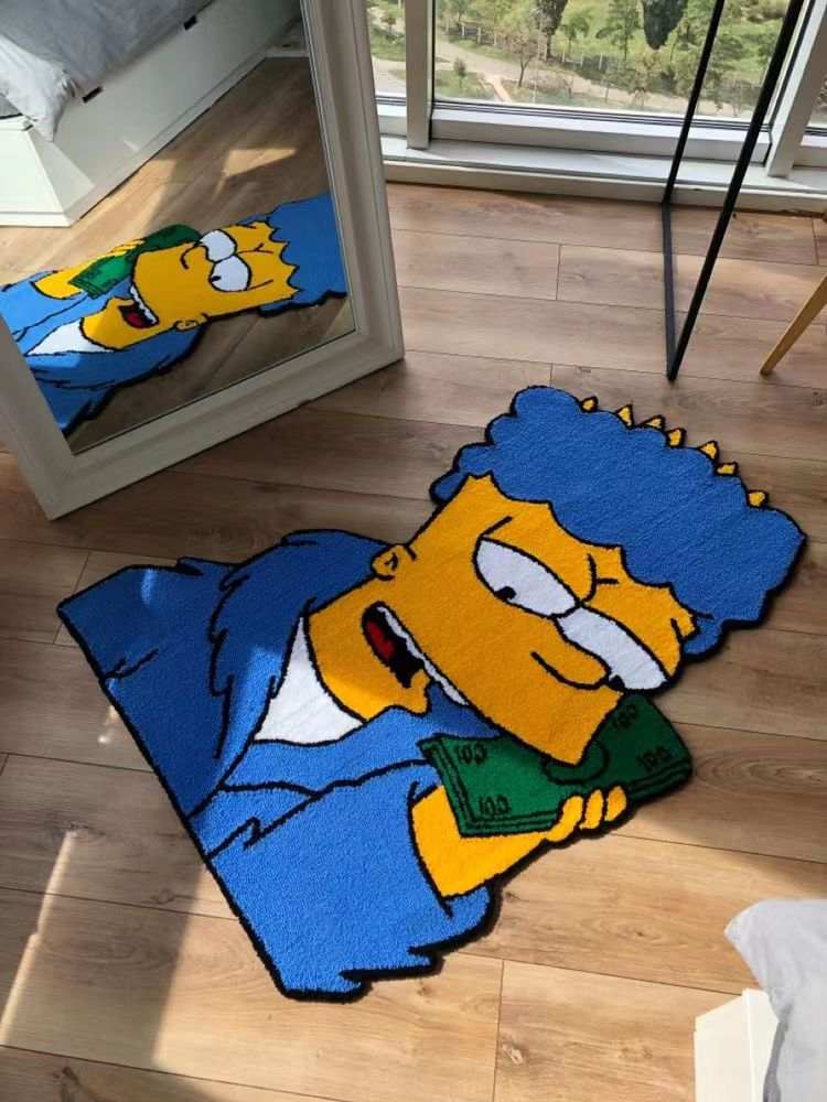 Bart Simpson Money Hand-Tufted Rug