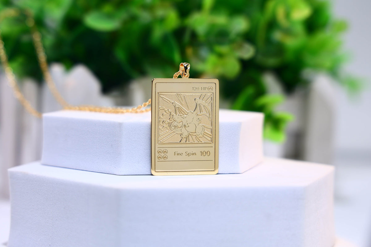 Silver/ Gold Charizard Pokemon Pendant & Chain – Eyes of Akuma